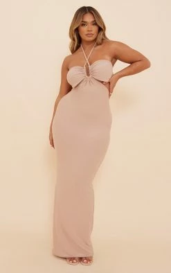 Shape Rose Ring Detail Cut Out Maxi Dress