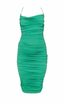 Green Crinkle Texture Ruched Cowl Neck Midi Dress -US Dresses Sales Store 256ab2cf8e3251c2ba6cc10e82bd197676944688 cmy2306 6