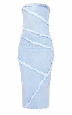 Tall Light Blue Wash Bandeau Denim Midi Dress -US Dresses Sales Store 257ce394a706f0f037655257328454ae90ee6baf cnd0553 5