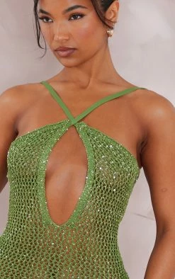 Olive Sequin Crochet Strappy Mini Dress -US Dresses Sales Store 2664d1e5ebad1eb040c5f4aed1bb256fb4c6e07c cnc9019 4