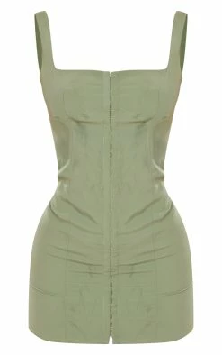 Khaki Chiffon Hook & Eye Binding Detail Bodycon Dress 11 Khaki Chiffon Hook & Eye Binding Detail Bodycon Dress -US Dresses Sales Store 26cb610aa75b45d357b88b1d78e1921f8e0fcbae cne2697 5