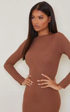 Chocolate Basic Ribbed Long Sleeve Midi Dress 10 Chocolate Basic Ribbed Long Sleeve Midi Dress -US Dresses Sales Store 2765c20b4f6fb762500d29204dc59db4aebe3a02 cmo8126 5