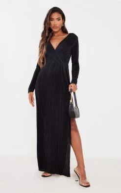 Black Plisse Wrap Maxi Dress -US Dresses Sales Store 27ab09c2ed7fd0808bfb376e338cda7434b9826f cnb3366 3
