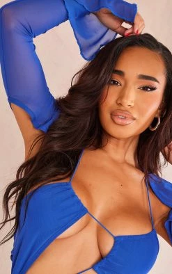 Shape Cobalt Mesh Lace Up Detail Overlay Bodycon Dress -US Dresses Sales Store 280564e29928e7c39fca535bb56ccb9bda55c155 cne5267 4