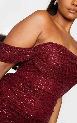 Plus Burgundy Sequin Bardot Bodycon Dress -US Dresses Sales Store 2a2ffa31e9e5c216d7c049ba89e0bb2a4671f9a9 cmn8215 4