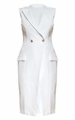 White Sleeveless Gold Button Midi Blazer Dress -US Dresses Sales Store 2bb09f9445652a5c2b81e12c86fbb30191e64d21 cmd8458 5