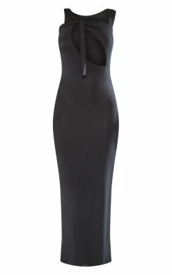 Black Slinky Asymmetric Strap Knot Detail Midaxi Dress -US Dresses Sales Store 2c2ce0c138b3b64b507b0d58fd94dc950f895648 cne1452 5