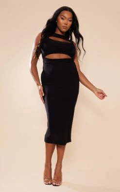 Plus Black Cut Out Slinky Midi Dress -US Dresses Sales Store 2ca8584bb39084c4fa4de74de7a5d7f1e5859b3c cnd5061 3