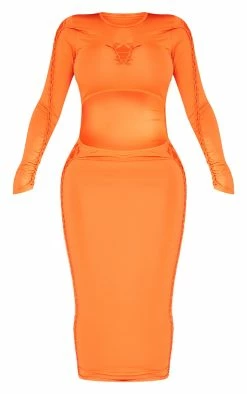 Shape Bright Orange Soft Seamless Cut Out Ruched Midi Dress -US Dresses Sales Store 2f2dc81a2e45c9f73e9adbce40d0e002ce656290 cne0604 5