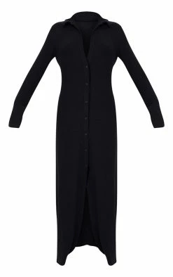 Black Button Up Collar Brushed Rib Detail Maxi Dress -US Dresses Sales Store 2f30b51244b4f0d68a96ae4925cf1b08fa4ab500 cmp8540 6