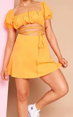Orange Puff Sleeve Cut Out Strappy Shift Dress -US Dresses Sales Store 2fd3a1f0ce1cb7b576e4583b0774c374caff693d cnd5486 4