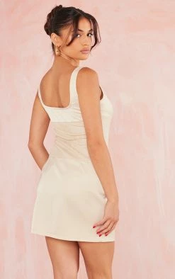 Nude Satin Lace Insert Trim Detail Strappy Bodycon Dress -US Dresses Sales Store 3174c37e90094f3b0c6234be55b08b5bce0d3ade cne1376 2