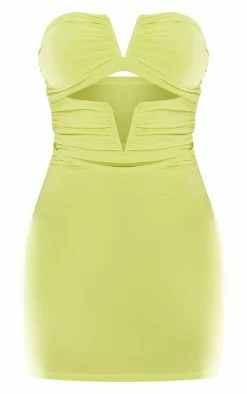 Lime Slinky Bandeau V Bar Detail Cut Out Bodycon Dress -US Dresses Sales Store 31a12c90ebab4256357f65e0bdaa984445ada3f9 cnd7739 5