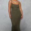 Shape Olive Khaki Jersey Strappy Maxi Dress