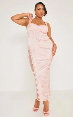 Plus Dusty Pink Lace Trim Corset Midi Dress -US Dresses Sales Store 34251b9665da4aeada0bd76cfa228f862b4d1599 cne0738 1