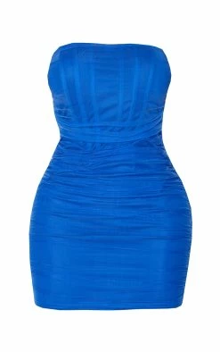 Shape Bright Blue Mesh Corset Detail Ruched Bodycon Dress -US Dresses Sales Store 346862376d4d1872d9ad39258d76218ab82b6e11 cmv6446 6