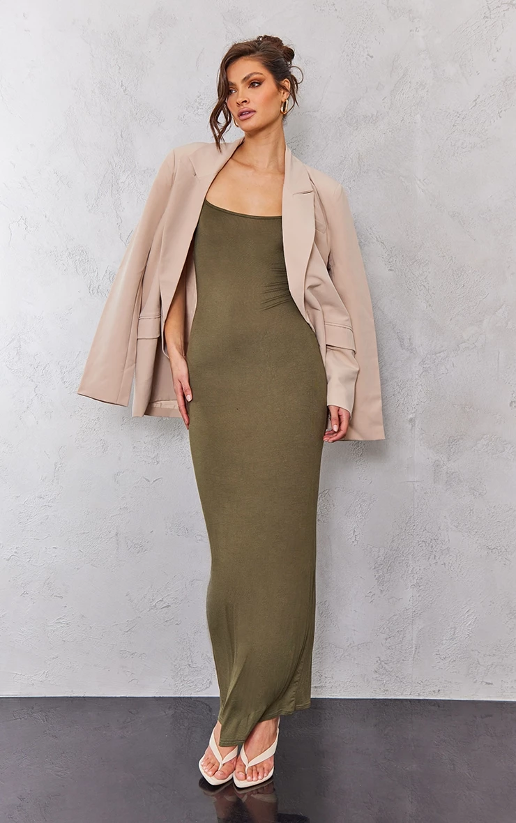 Tall Olive Jersey Strappy Maxi Dress 5 Tall Olive Jersey Strappy Maxi Dress - Image 3