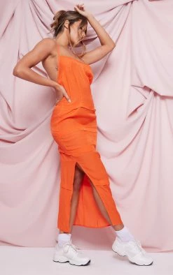 Orange Metallic Textured Cross Back Midaxi Dress -US Dresses Sales Store 366c13c965a824f9ece344597b742204fca1206a cnd1224 3