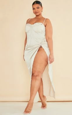 Plus Champagne Satin Drape Bust Midaxi Dress -US Dresses Sales Store 371211191a01c56e5c42c8e28ee88e2b966aabf5 cnc9567 3