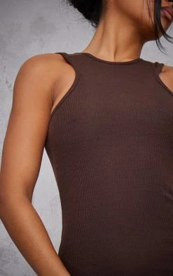 Chocolate Rib Binding Racer Neck Midi Dress -US Dresses Sales Store 376835e378b25614e4e4a3821ea5d0bb35b959de cnb1096 4