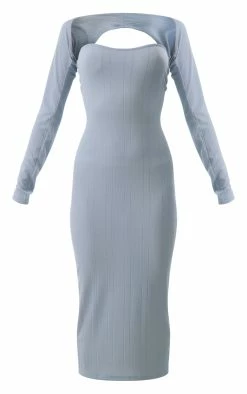 Steel Blue Textured Rib Bandeau Sleeve Detail Midi Dress 11 Steel Blue Textured Rib Bandeau Sleeve Detail Midi Dress -US Dresses Sales Store 377f01bfc6c4cc828c473d405789aa002507faae cnd6103 5