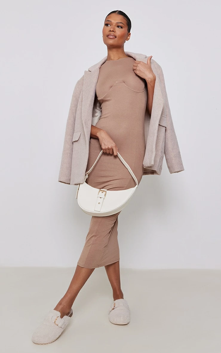 Soft Brown Jersey Under Wire Bust Detail Midaxi Dress 5 Soft Brown Jersey Under Wire Bust Detail Midaxi Dress - Image 3