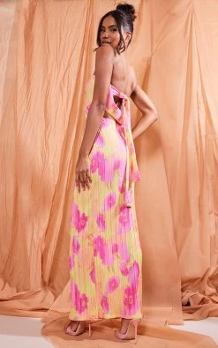 Multi Floral Print Plisse Bandeau Cowl Back Maxi Dress -US Dresses Sales Store 383c751c41ff614b5b0efcec27f368420cc13263 cne3458 3