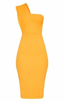 Yellow One Shoulder Draped Midi Dress -US Dresses Sales Store 38c6c8874e76040875007064efc4b5d77de65fc1 clx3613 3