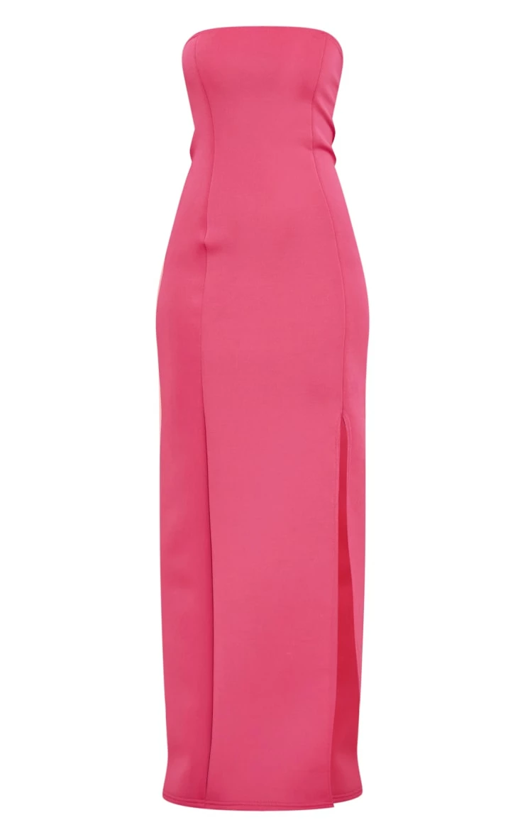 Hot Pink Scuba Bandeau Seam Detail Midaxi Dress 7 Hot Pink Scuba Bandeau Seam Detail Midaxi Dress - Image 5