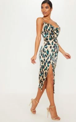 Tan Strappy Satin Leopard Print Cowl Midi Dress -US Dresses Sales Store 39da7869eabd5b1a6911ec0111ee5f3b71a92f86 clz6391 4