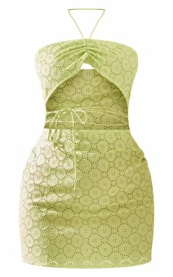 Sage Broderie Anglaise Cut Out Strap Detail Bodycon Dress -US Dresses Sales Store 3a038cff723e26f3c6a04107ed9d37efafce45ff cnd5897 5
