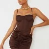 Chocolate Satin Strappy Corset Detail Ruched Skirt Bodycon Dress -US Dresses Sales Store 3ad4895ccf889f0b752820c0a341b25c7e544630 cmt0369 1