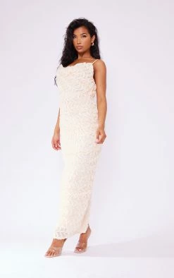 Cream Chiffon Ruffle Cowl Strappy Maxi Dress -US Dresses Sales Store 3adb23318b68cabedfb6c0e589df38d640928998 cne2928 3