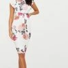White Floral Print Frill Detail Midi Dress -US Dresses Sales Store 3b0a8e13fcb27a7591048c788ead920df88e82ee CLW2373 1