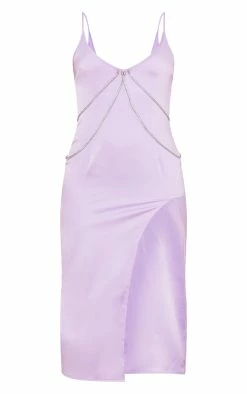 Lilac Satin Diamante Drape Detail Strappy Midi Dress -US Dresses Sales Store 3b835bcdf7803e0236745e2694a5659752954609 cmz5796 5