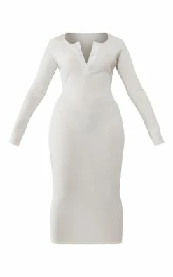 Shape Ecru Ribbed Button Front Long Sleeve Midaxi Dress -US Dresses Sales Store 3ba154c9820f3f76f849e079cc99d79735a0b8c4 cnb7783 5