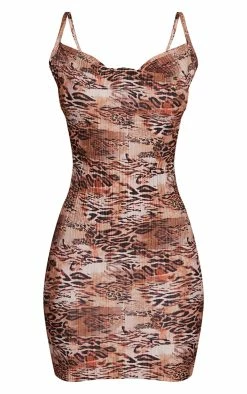 Brown Leopard Print Plisse Cowl Strappy Bodycon Dress -US Dresses Sales Store 3c015a4d2981115413a06ec3f293081c0a0f8373 cnd2255 5
