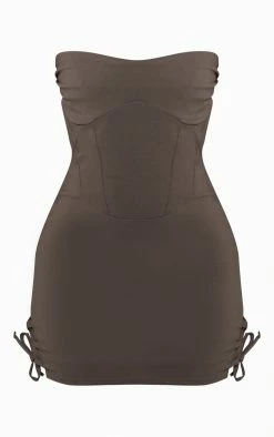 Petite Khaki Lace Up Detail Fitted Bodycon Dress -US Dresses Sales Store 3c05090b86f50bbec3174b05fde0ac98808a1b1b cnd4172 5