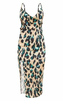 Tan Strappy Satin Leopard Print Cowl Midi Dress -US Dresses Sales Store 3c81106cbf83605a1f9dc83379d596b03b82d8b4 clz6391 3