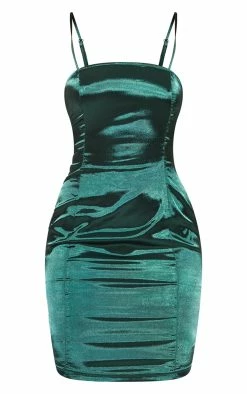 Tall Emerald Green Satin Strappy Straight Neck Bodycon Dress -US Dresses Sales Store 3ccd4cbbdc2cb8b636db19b85f5a24594fa820fb cmu9005 6
