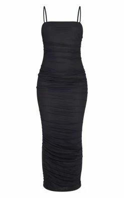 Black Strappy Mesh Ruched Midaxi Dress -US Dresses Sales Store 3dba7fec0decbba84b2b13fc787e907f6708fbcd clx3333 5