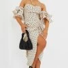 Cream Polka Dot Bardot Frill Sleeve Draped Midi Dress -US Dresses Sales Store 3e8688ec2146cd4117ee16241e53d200cc86fb00 cmq6556 1