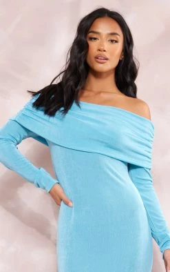 Petite Bright Blue Acetate Slinky Bardot Long Sleeve Maxi Dress -US Dresses Sales Store 3e9f8fc557d39a47ce9669e5dbe1704037c16685 cne5229 4
