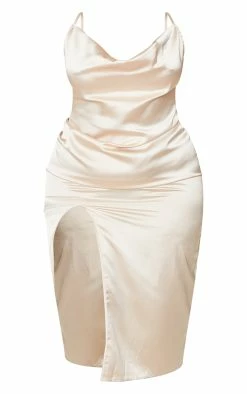 Plus Champagne Strappy Satin Cowl Midi Dress -US Dresses Sales Store 3f2af883588774d4dc95947e28c2281b4b892383 cmv6438 6
