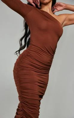 Chocolate Slinky One Shoulder Ruched Midi Dress 10 Chocolate Slinky One Shoulder Ruched Midi Dress -US Dresses Sales Store 402d8596ca25ce8902c21f0e457b91cd9bbc26cc cnc3061 4