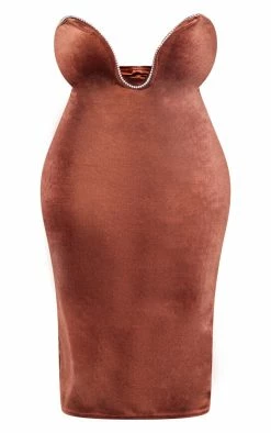 Plus Chocolate Velvet Diamante Trim Plunge Midi Dress -US Dresses Sales Store 4271d36e525c7290700b7a7ce48595944aa01f59 cnb4192 5