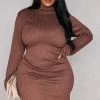 Plus Chocolate Rib High Neck Bodycon Dress -US Dresses Sales Store 4457e367aa23bf80aef62224654aa2759a2da7dd cnd4820 1