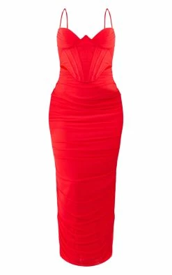 Red Mesh Underwired Corset Detail Strappy Midaxi Dress -US Dresses Sales Store 446ac1d60afa6c988d01b68ea1a8e221c1dad7a0 cne1411 5