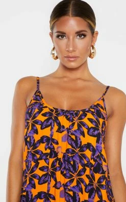Orange Shadow Leaf Low Back Oversized Maxi Beach Dress -US Dresses Sales Store 4554d75d1c3a631b76ac86d0cda20ccd13732726 CMC6340 5