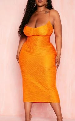 Plus Orange Textured Strappy Midi Dress -US Dresses Sales Store 4651313def7cbe173a24f4f4640ea8354d6d8515 cmy7948 5